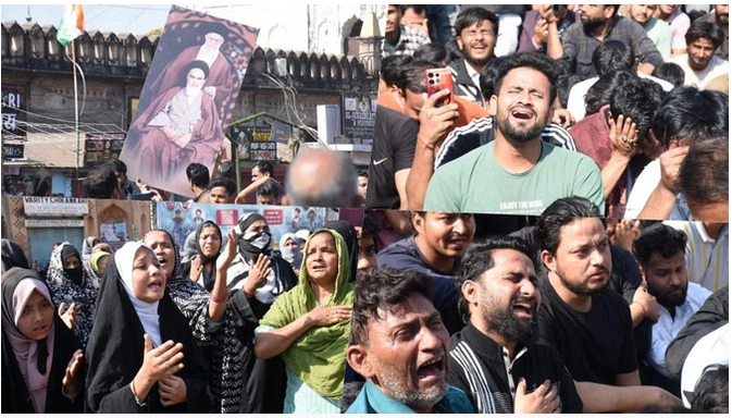 shia muslims protest in lucknow against killing of iran supreme leader ayatollah ali khamenei